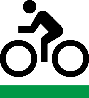 Ikona rowerzysty wraz z kolorem zielonym szlaku rowerowego