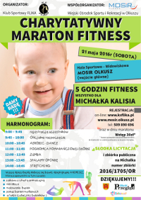 Plakat promujący maraton fitness dla Michałka