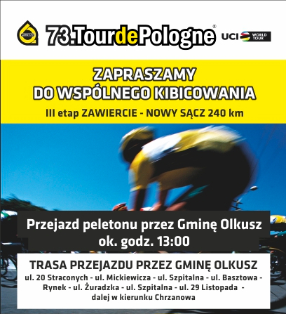 Plakat promujący 73 tour de pologne w Olkuszu