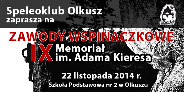 Plakat promujący zawody wspinaczkowe podczas 9 memoriału Adama Kieresa