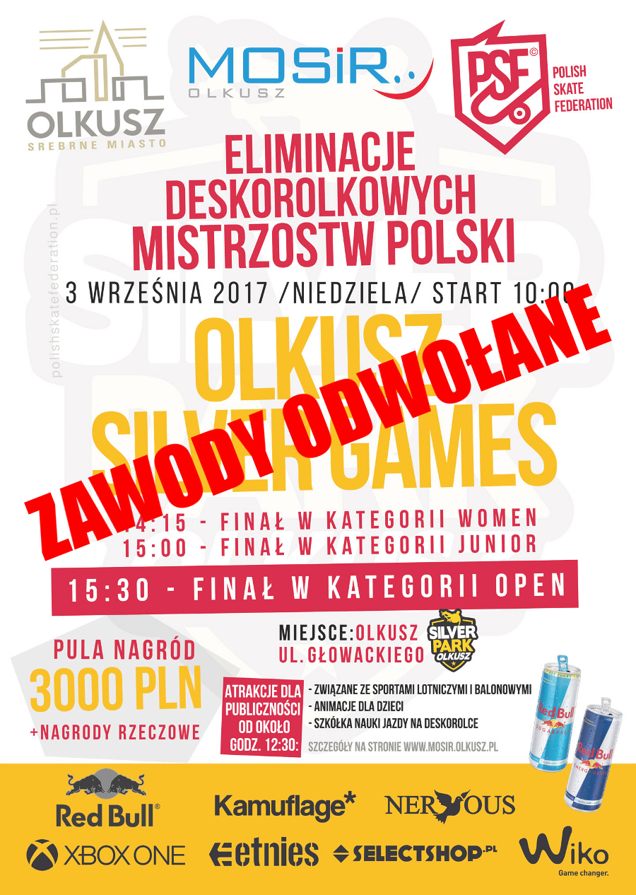 Odwołane Eliminacje Deskorolkowych Mistrzostw Polski Olkusz Silver Games