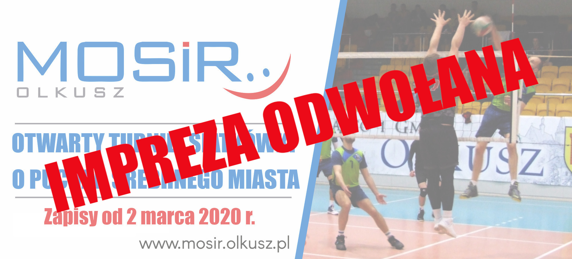 Slajder promujący Otwarty Turniej Siatkówki o Puchar Srebrnego Miasta 2020