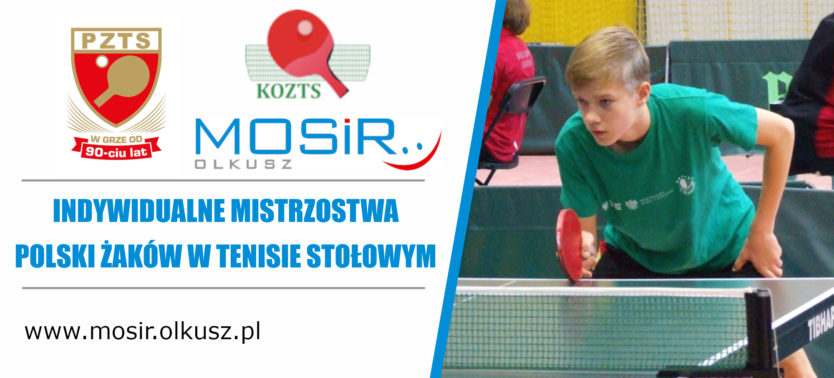 Slajder promujący Indywidualne Mistrzostwa Polski Żaków w Tenisie Stołowym