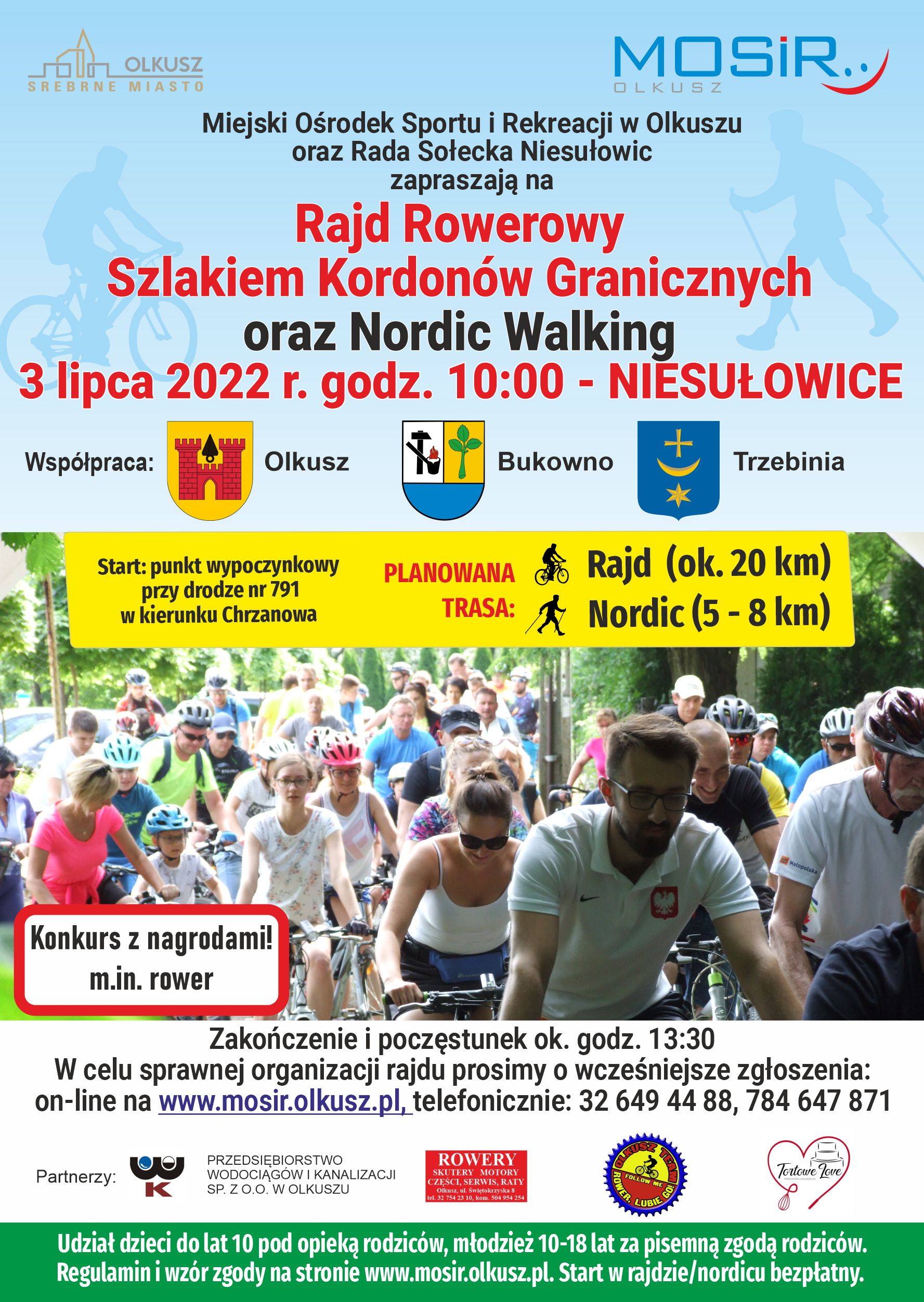 Plakat promujący Rajd Rowerowy Szlakiem Kordonów Granicznych oraz Nordic Walking