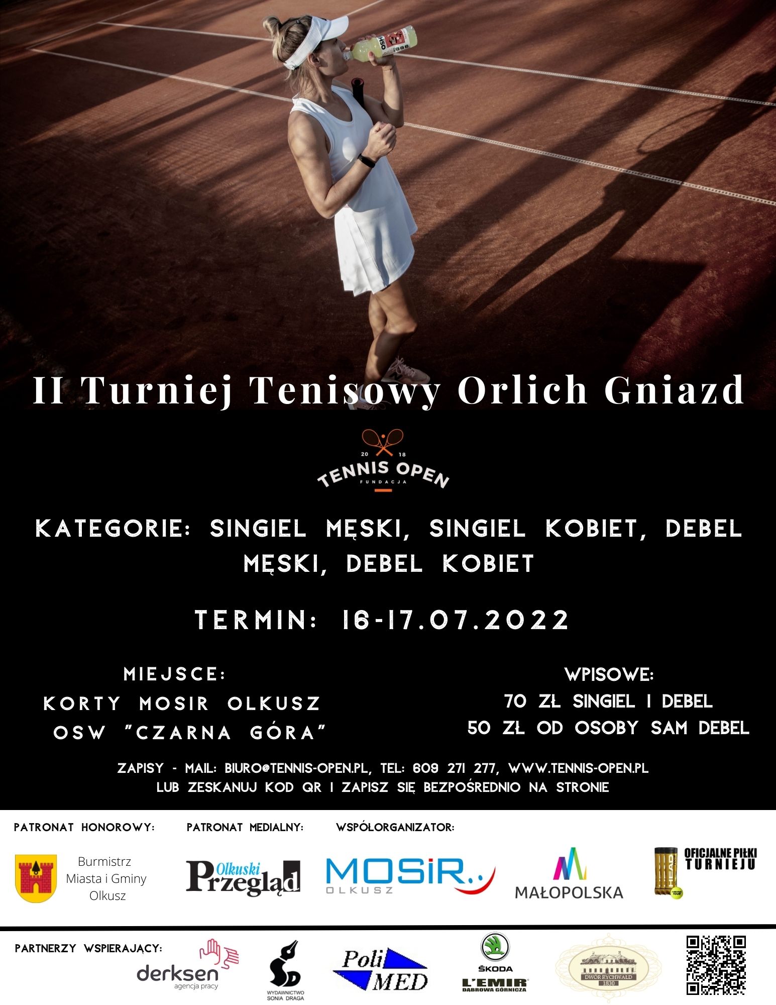 Plakat promujący II Turniej Tenisowy Orlich Gniazd
