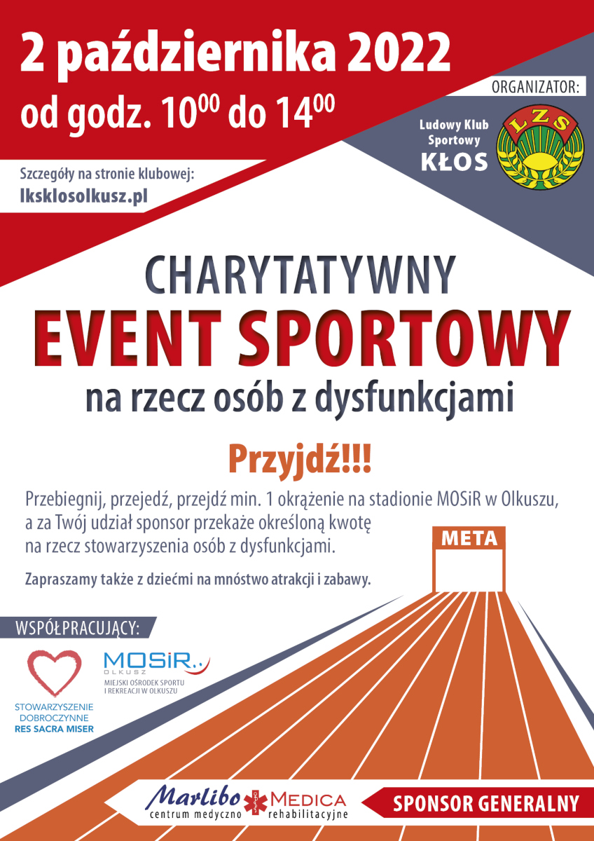 Plakat promujący Charytatywny Event Sportowy
