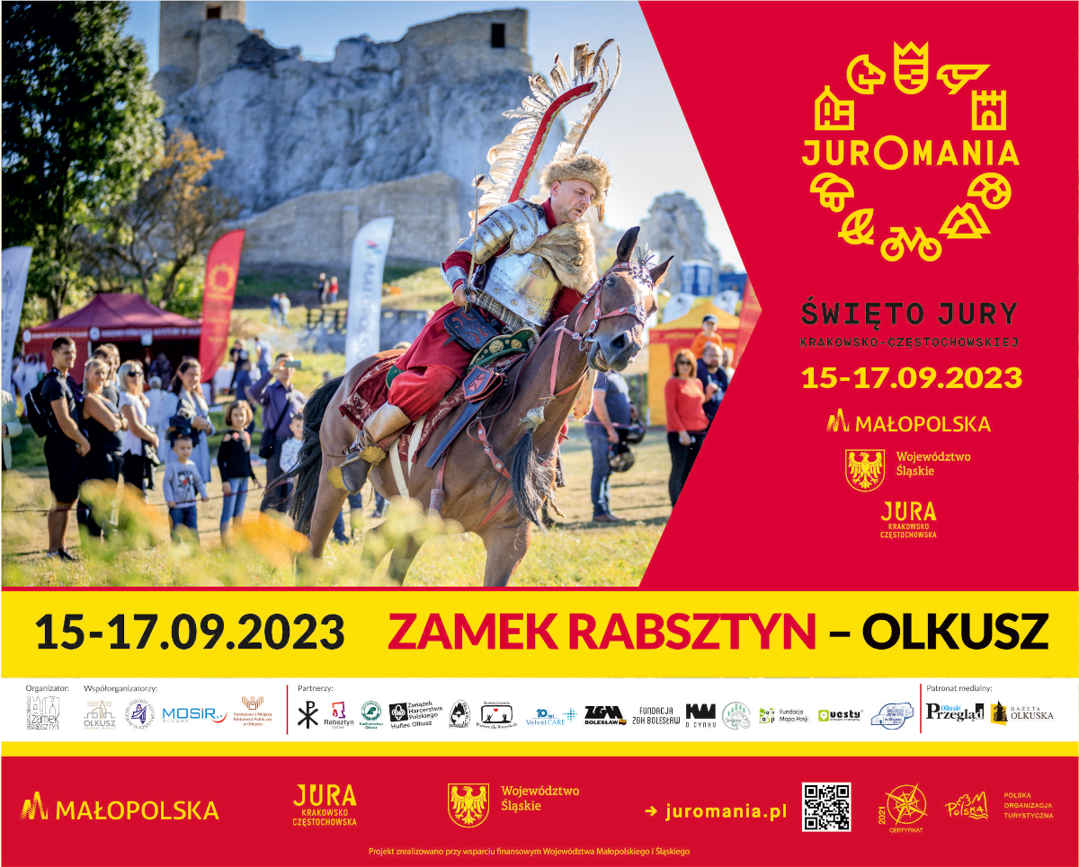 Baner promujący Juromanię Święto Jury Krakowsko-Częstochowskiej 2023