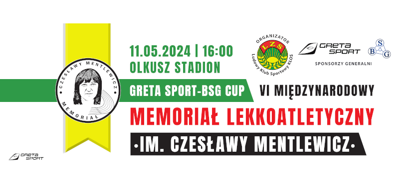 Slajder promujący Greta Sport- BSG Cup VI Międzynarodowy Memoriał Lekkoatletyczny imienia Czesławy Mentlewicz